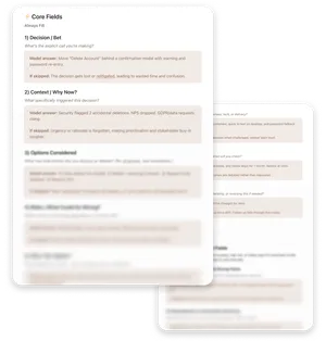 UI Decision Brief Notion template preview for product, design, and engineering teams
