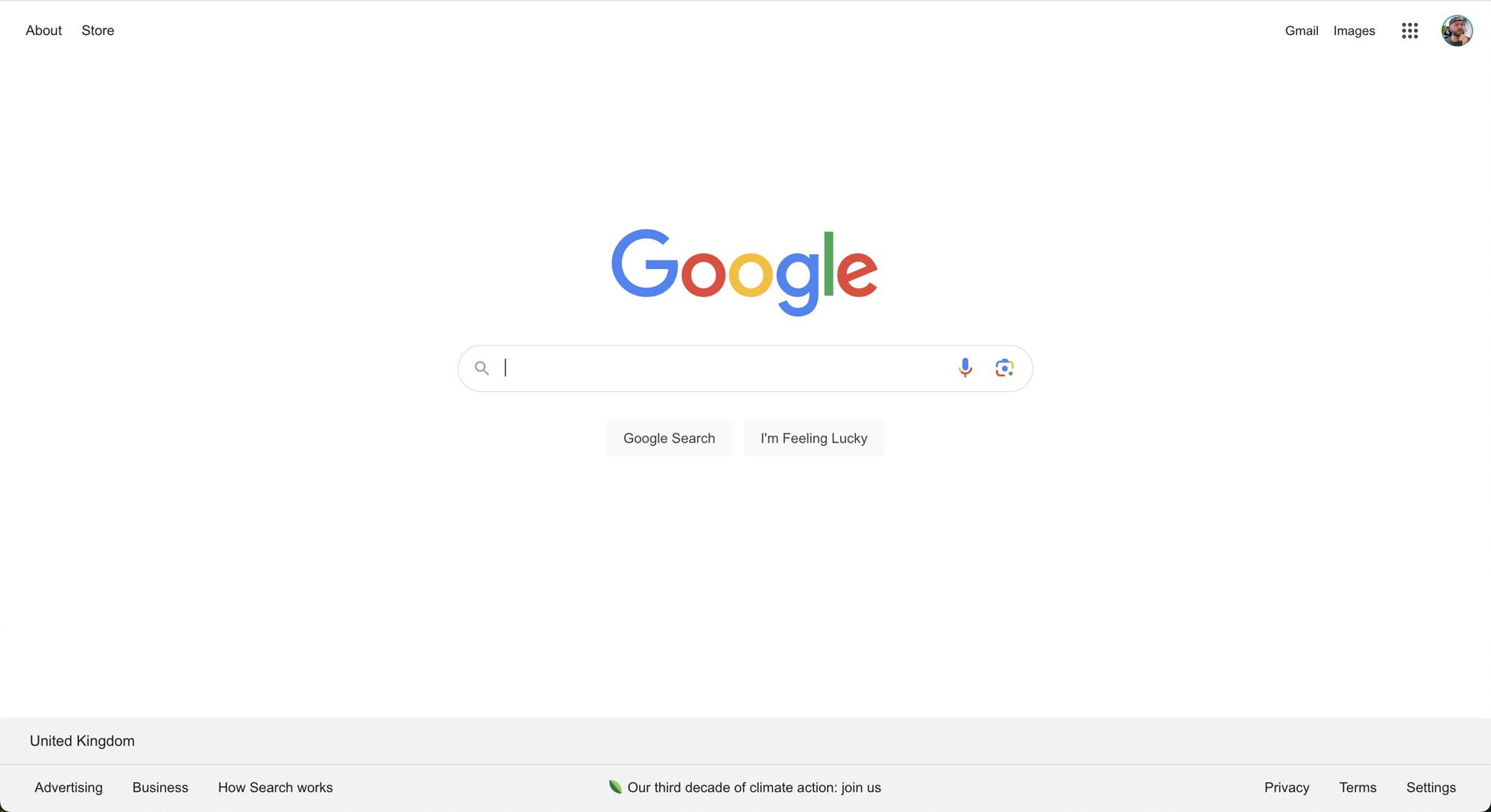 Google Search, a masterclass in cognitive load reduction, showing almost nothing except the task at hand